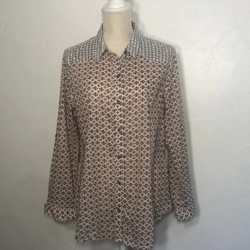 Seven XL women’s Cotton long sleeve Blouse western Boho - Picture 6 of 9